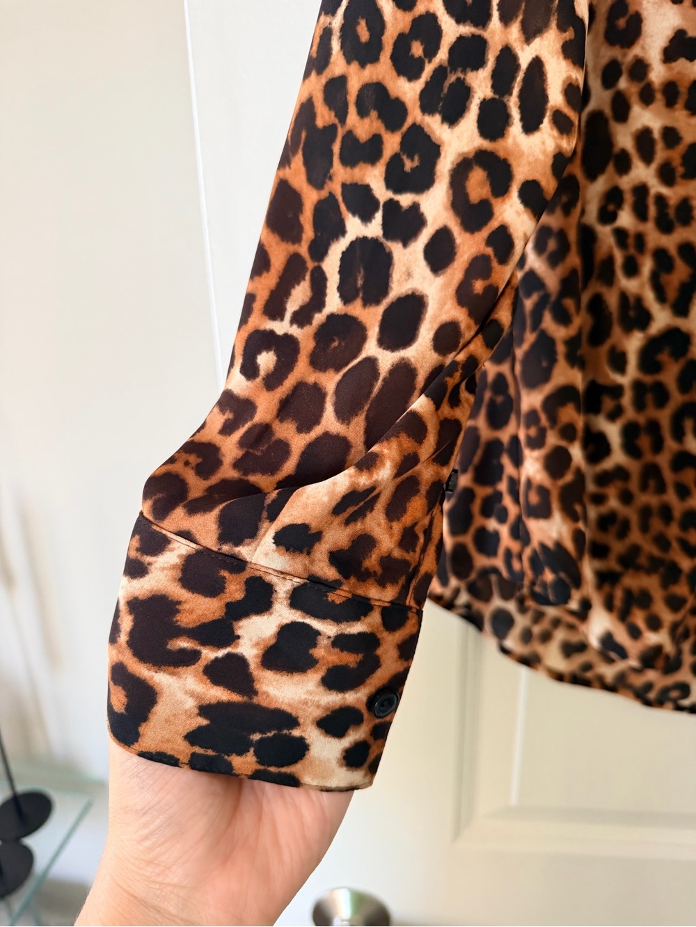 Express Leopard Print Button-Down Shirt - Brown/Black - Picture 4 of 4